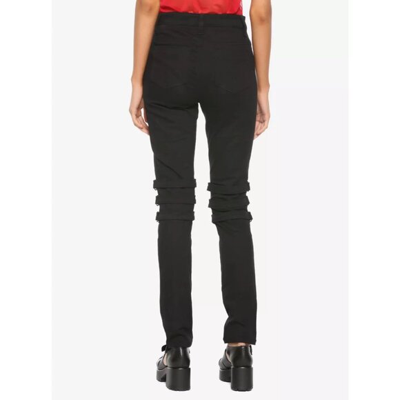 Royal Bones By Tripp Black Lace Up Jeans Pants w/ Straps Zippers Hot Topic 9 - Picture 2 of 12